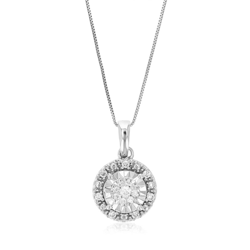 Vir Jewels 1/8 Cttw Diamond Pendant Necklace For Women, Lab Grown Diamond Round Pendant Necklace In .925 Sterli In Grey