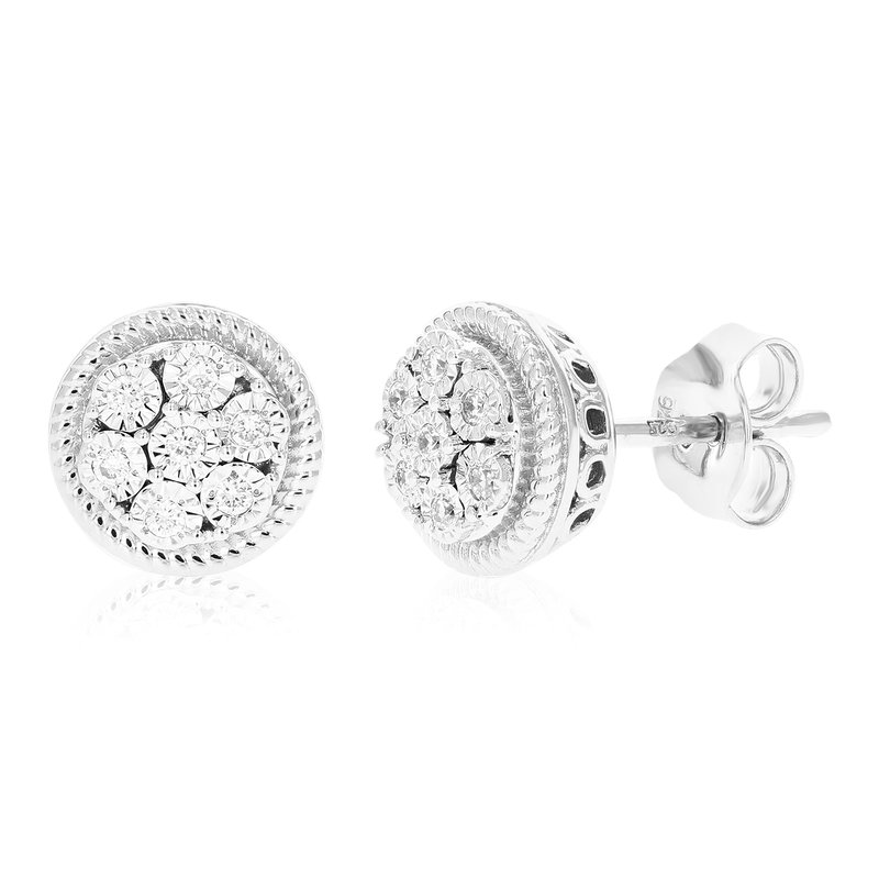 Vir Jewels 1/8 Cttw Stud Earrings For Women, Round Lab Grown Diamond Stud Earrings In .925 Sterling In Gray