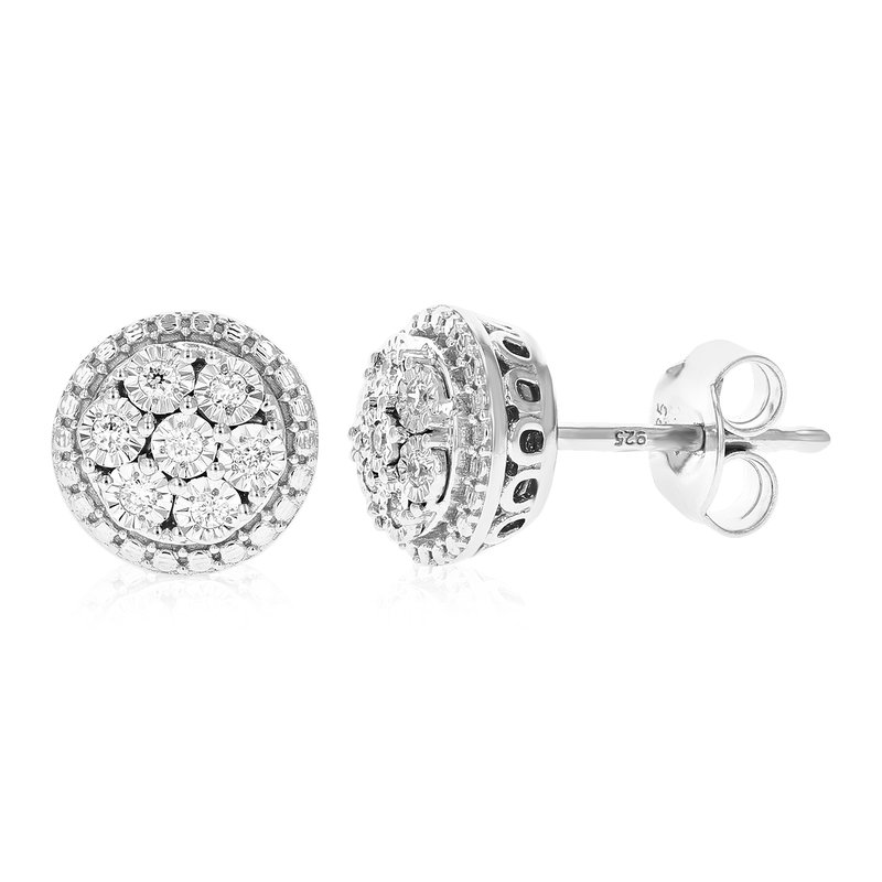 Vir Jewels 1/8 Cttw Stud Earrings For Women, Round Lab Grown Diamond Stud Earrings In .925 Sterling Silver, Pro In Grey