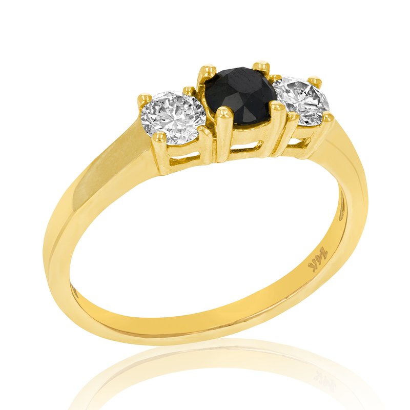 Vir Jewels 1 Cttw 3 Stone Black And White Diamond Engagement Ring 14k Yellow Gold Bridal
