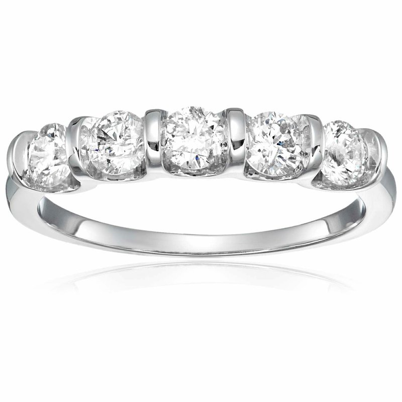Vir Jewels 1 Cttw Certified Si2-i1 5 Stone Diamond Ring 14k White Gold Channel