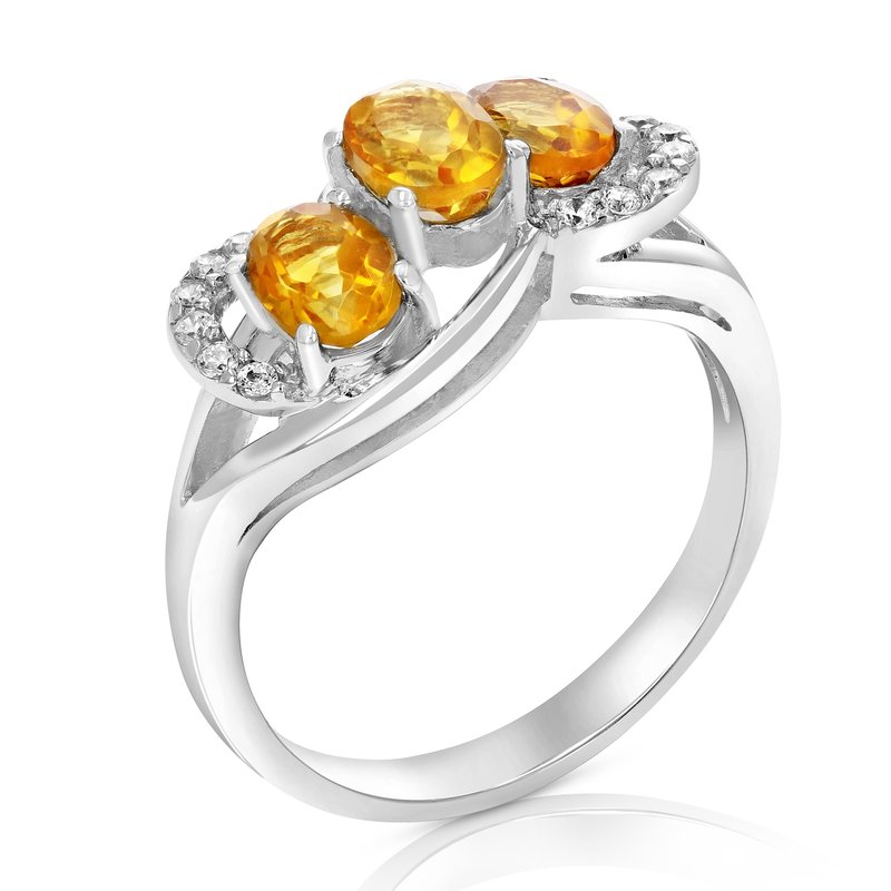 Vir Jewels 1 Cttw Citrine Ring .925 Sterling Silver With Rhodium Plating Oval Shape 6 X 4 Mm In Grey