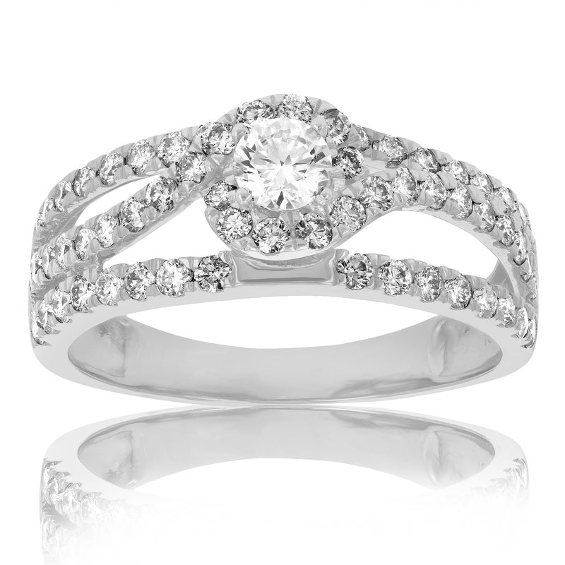 Vir Jewels 1 Cttw Diamond Halo Round Wedding Engagement Ring 14k White Gold Bridal Design