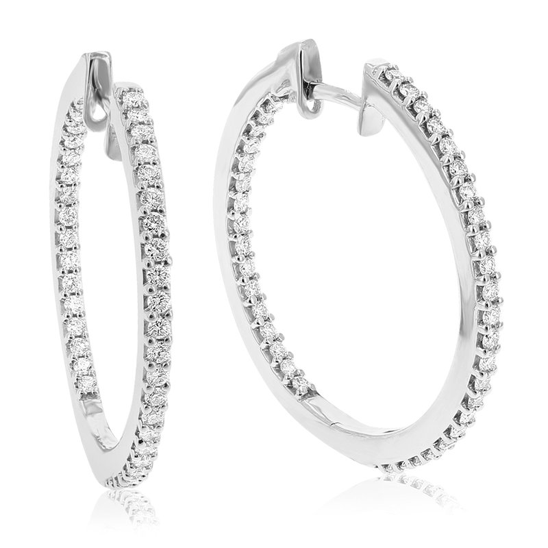 Vir Jewels 1 Cttw Diamond Hoop Earrings For Women, Round Lab Grown Diamond Earrings In .925 Sterling Silver, Pr In Grey