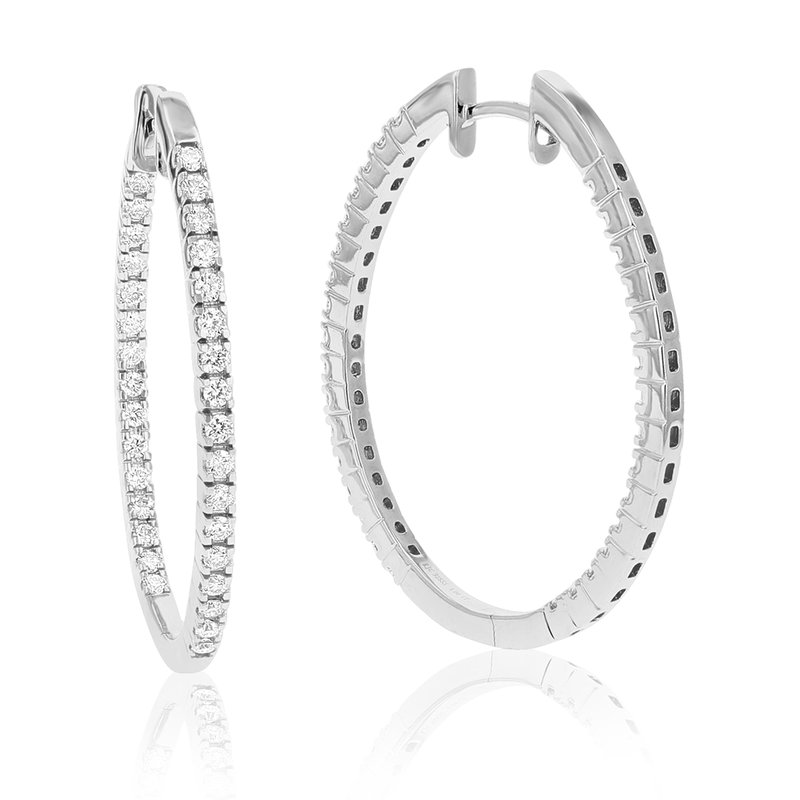 Vir Jewels 1 Cttw Diamond Hoop Earrings For Women, Round Lab Grown Diamond Earrings In .925 Sterling In Grey