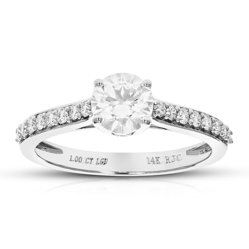 Vir Jewels 1 Cttw Round Lab Grown Diamond Engagement Ring 17 Stones 14k White Gold Prong Set