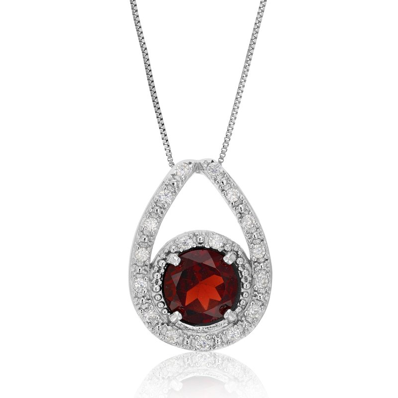 Vir Jewels 1.05 Cttw Pendant Necklace, Garnet Pendant Necklace For Women In .925 Sterling Silver With Rhodium, In Grey