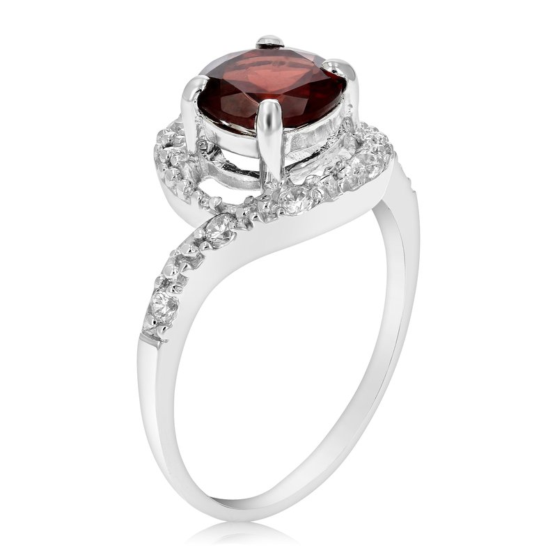 Vir Jewels 1.05 Cttw Round Halo Style Garnet Ring .925 Sterling Silver With Rhodium 7 Mm In Grey