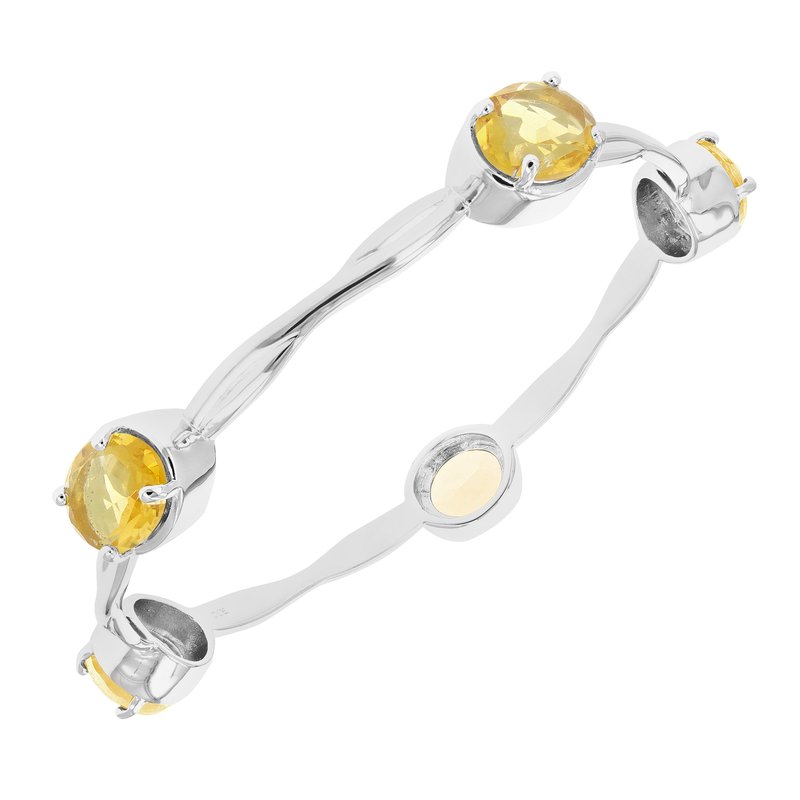 Vir Jewels 11 Cttw Citrine Bangle Bracelet Brass With Rhodium Plating 11 X 9 Mm Oval Twisted In Metallic