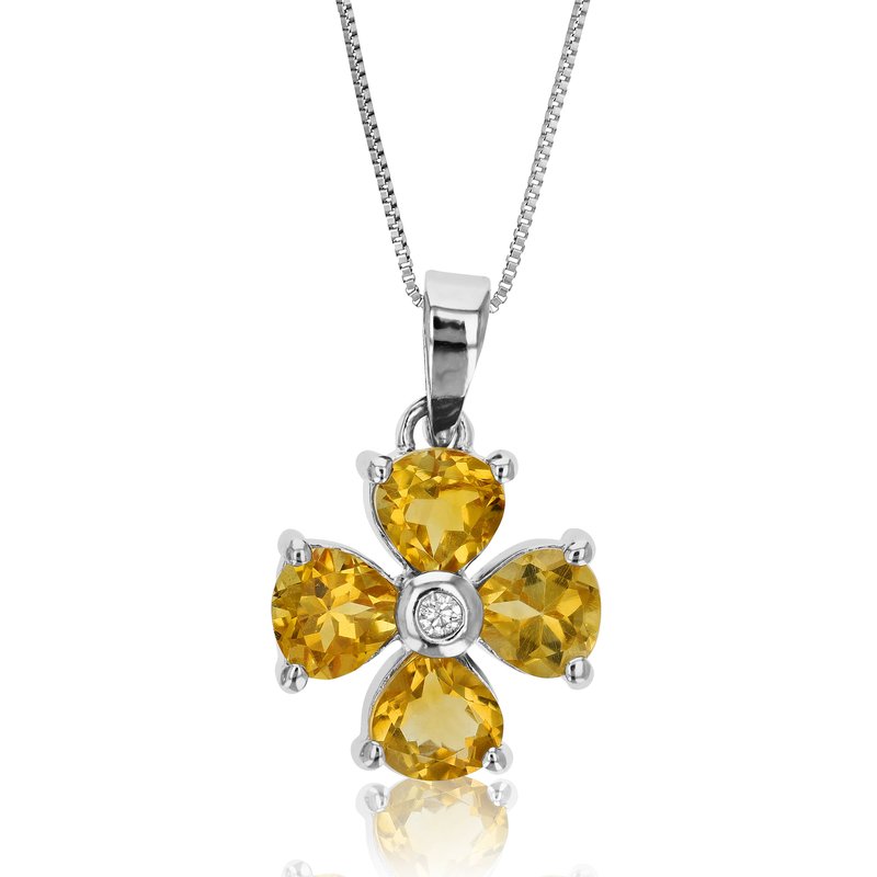 Shop Vir Jewels 1.10 Cttw Pendant Necklace, Citrine Pendant Necklace For Women In .925 Sterling Silver Wi In Grey