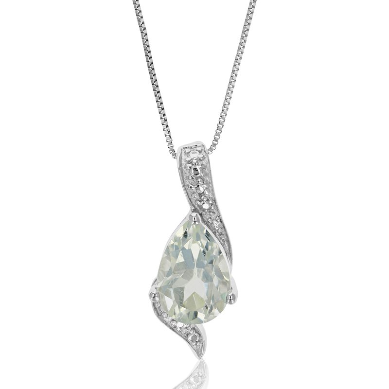 Shop Vir Jewels 1.10 Cttw Pendant Necklace, Green Amethyst Pear Shape Pendant Necklace For Women In 18" Chain, Prong In Grey