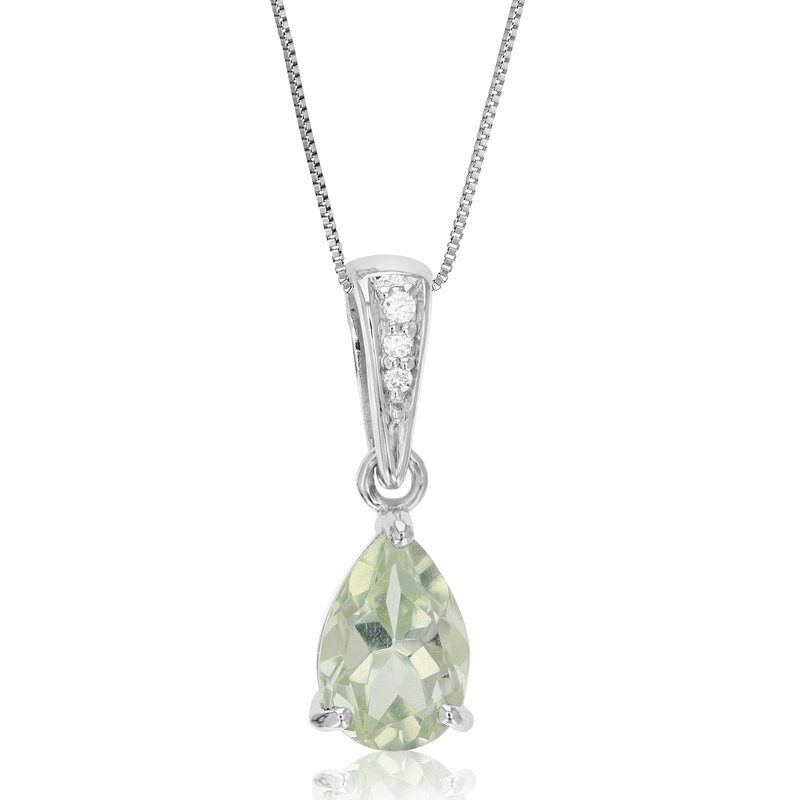 Vir Jewels 1.10 Cttw Pendant Necklace, Green Amethyst Pear Shape Pendant Necklace For Women In .925 In Metallic