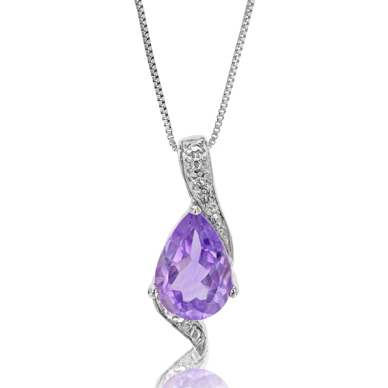 Vir Jewels 1.10 Cttw Pendant Necklace, Purple Amethyst Pear Shape Pendant Necklace For Women In .925 In Grey