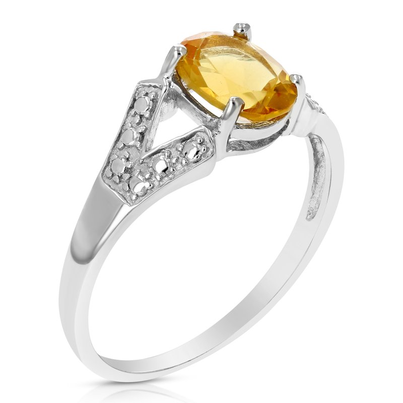 Vir Jewels 1.20 Cttw Citrine Ring .925 Sterling Silver With Rhodium Oval Shape 8x6 Mm In Grey
