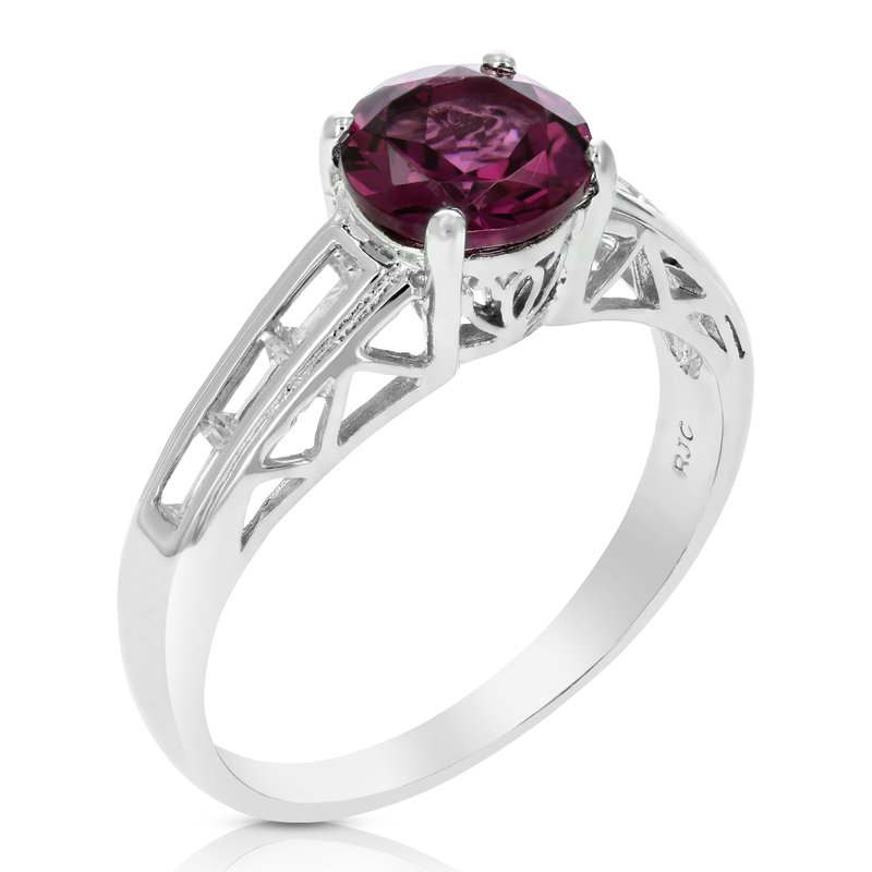 Vir Jewels 1.20 Cttw Garnet Ring .925 Sterling Silver With Rhodium Plating Round Shape 7 Mm In Grey