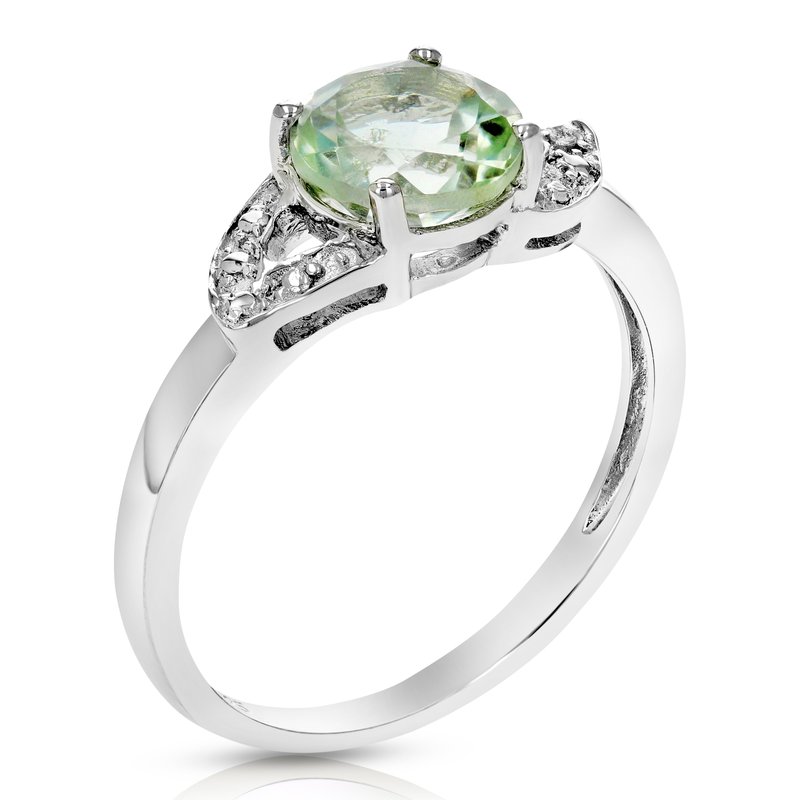 Vir Jewels 1.20 Cttw Green Amethyst Ring .925 Sterling Silver With Rhodium Round Shape 7 Mm In Grey