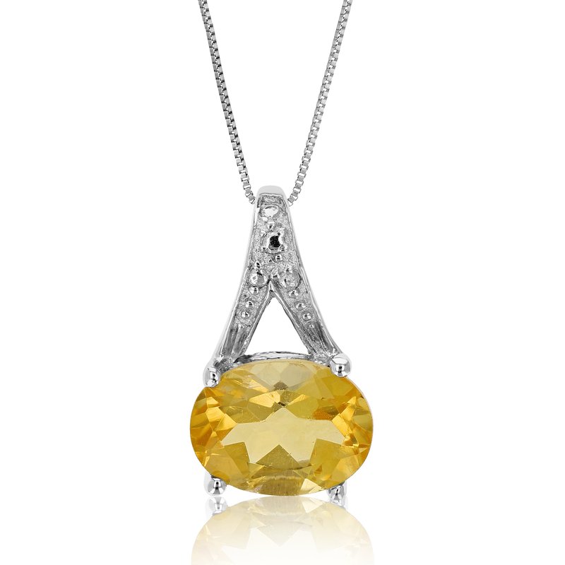 Vir Jewels 1.20 Cttw Pendant Necklace, Citrine Oval Pendant Necklace For Women In .925 Sterling Silv In Metallic
