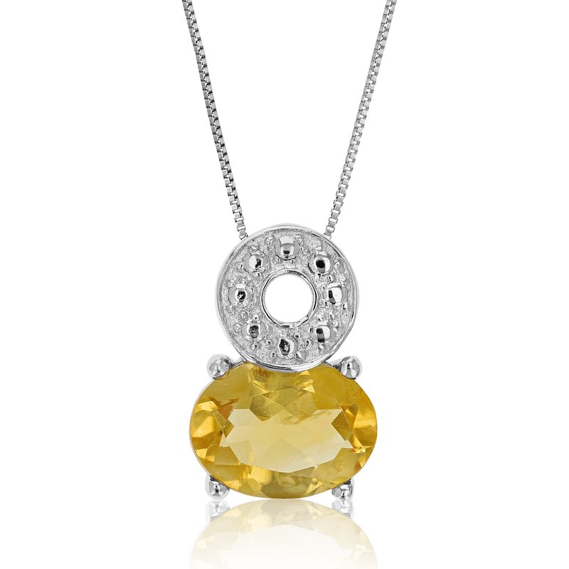 Vir Jewels 1.20 Cttw Pendant Necklace, Citrine Oval Shape Pendant Necklace For Women In .925 Sterling Silver Wi In Grey