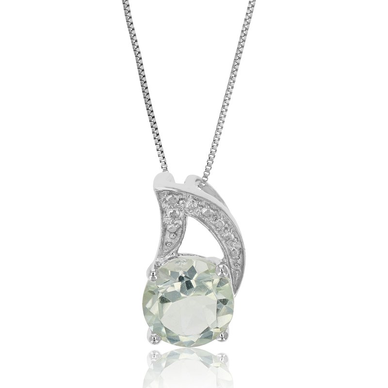 Vir Jewels 1.20 Cttw Pendant Necklace, Green Amethyst Pendant Necklace 18" Chain, Prong Setting In Grey