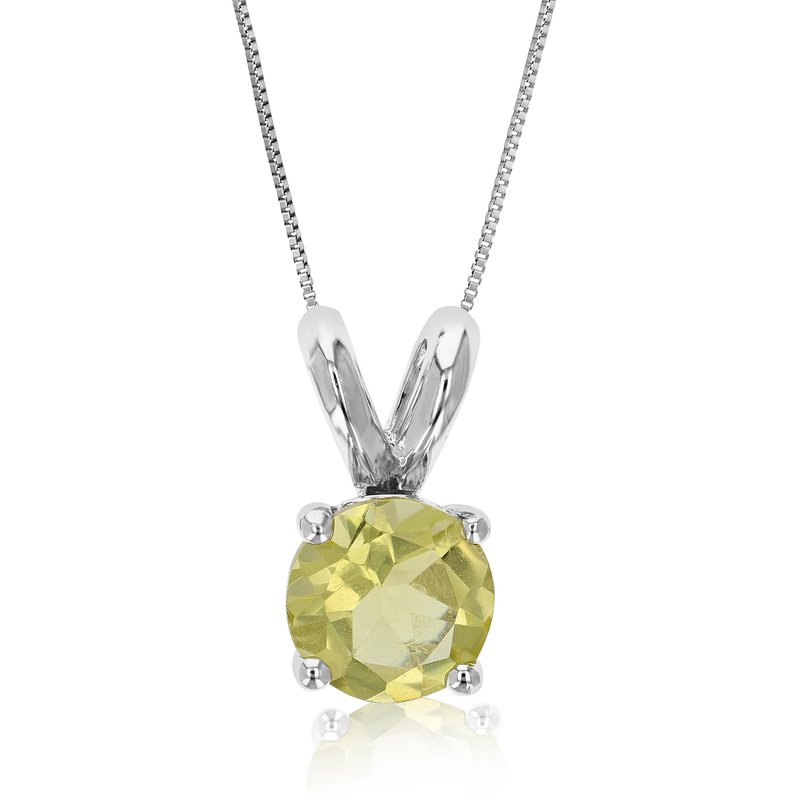 Shop Vir Jewels 1.20 Cttw Pendant Necklace, Lemon Quartz Pendant Necklace For Women In 18" Chain, Prong S In Grey