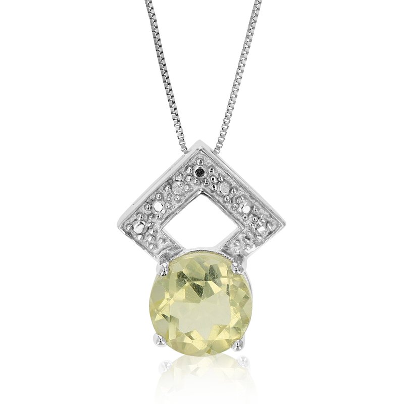 Vir Jewels 1.20 Cttw Pendant Necklace, Lemon Quartz Pendant Necklace For Women In .925 Sterling Silv In Metallic