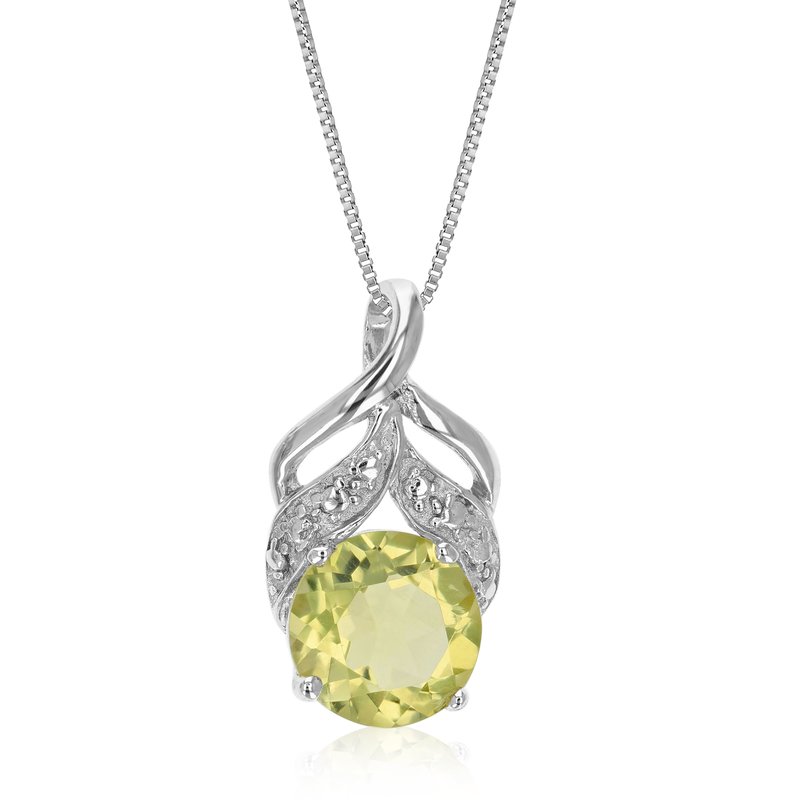 Shop Vir Jewels 1.20 Cttw Pendant Necklace, Lemon Quartz Pendant Necklace For Women In .925 Sterling Silver With Rho In Grey