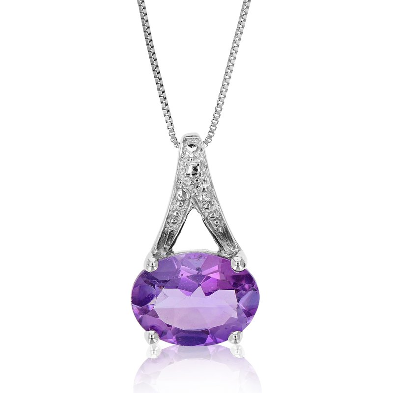Vir Jewels 1.20 Cttw Pendant Necklace, Purple Amethyst Oval Shape Pendant Necklace For Women In .925 In Metallic