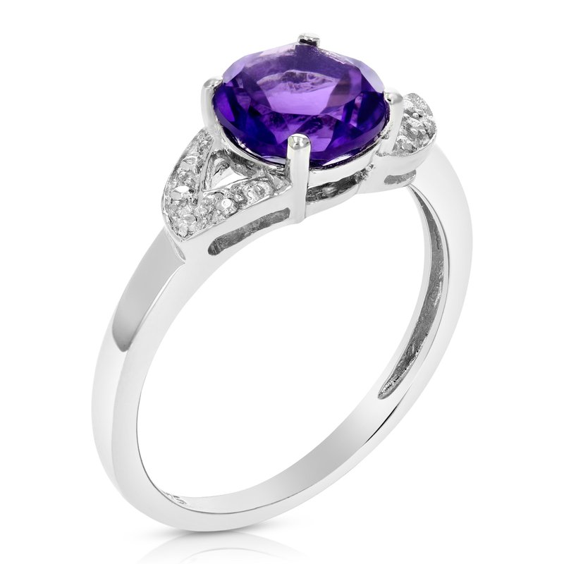 Shop Vir Jewels 1.20 Cttw Purple Amethyst Ring .925 Sterling Silver Rhodium Round Beads 7 Mm In Grey