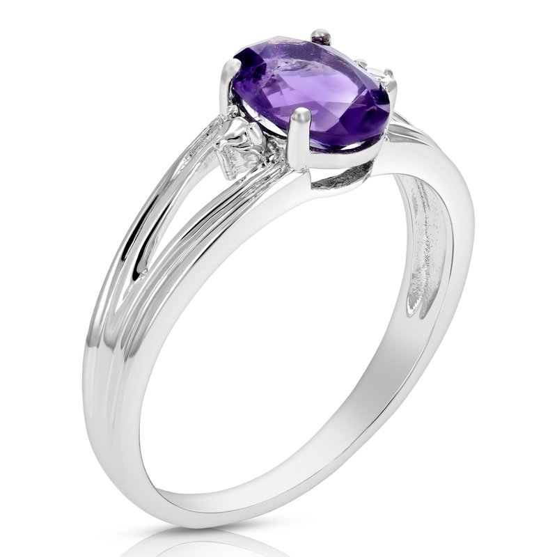 Vir Jewels 1.20 Cttw Purple Amethyst Ring .925 Sterling Silver With Rhodium Oval 8x6 Mm In Grey