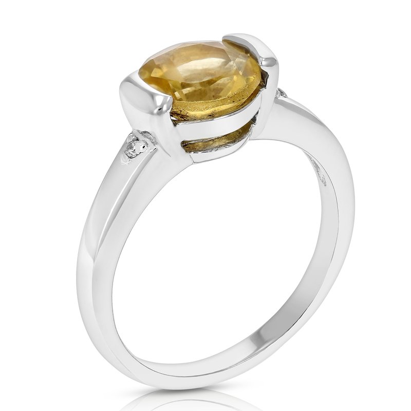 Vir Jewels 1.30 Cttw Citrine Ring In .925 Sterling Silver With Rhodium Plating Round Shape In Grey