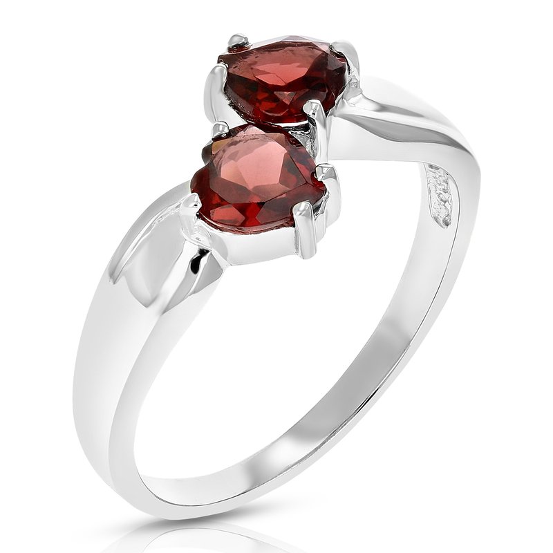 Vir Jewels 1.40 Cttw Garnet Ring In .925 Sterling Silver With Rhodium Plating Heart Shape In Grey
