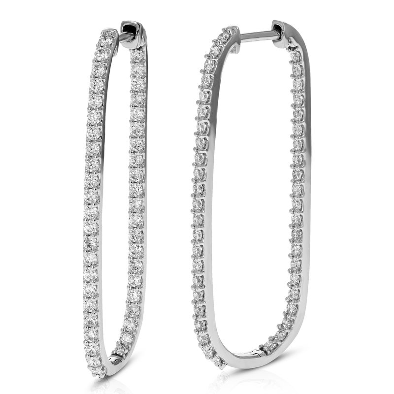 Shop Vir Jewels 1.50 Cttw 90 Stones Round Lab Grown Diamond Hoop Earrings 14k White Gold Prong Set 2/3"