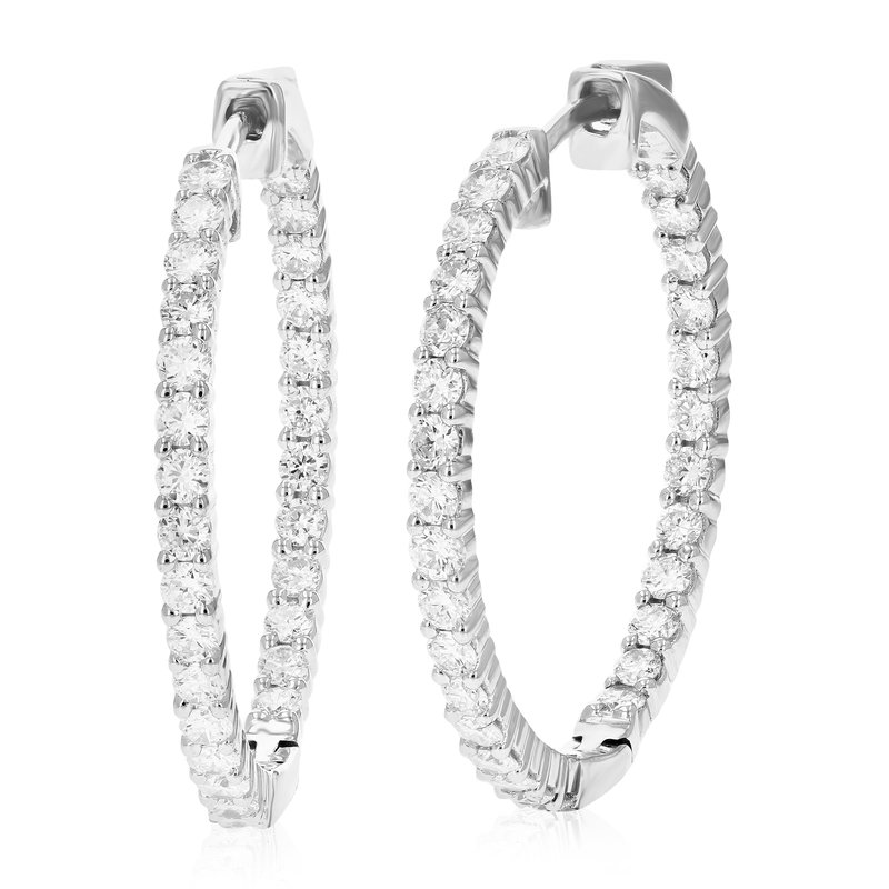 Vir Jewels 1.50 Cttw Diamond Hoop Earrings For Women, Round Lab Grown Diamond Earrings In .925 Sterling Silver, In Grey