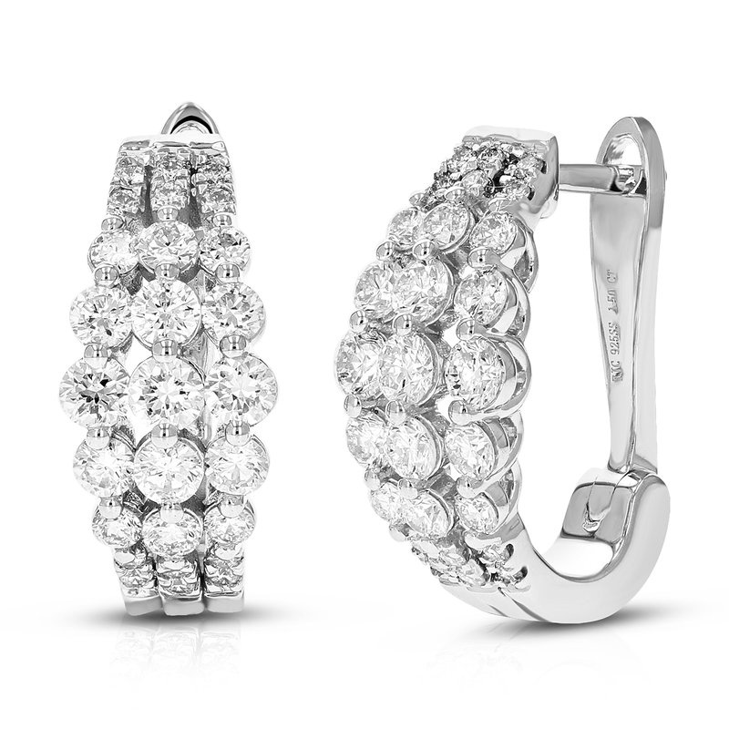 Vir Jewels 1.50 Cttw Diamond Hoop Earrings For Women, Round Lab Grown Diamond Earrings In .925 Sterling Silver, In Grey