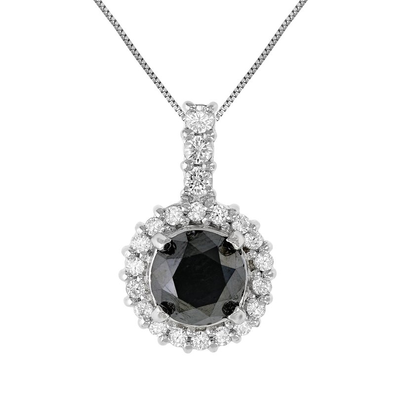 Vir Jewels 1.50 Cttw Diamond Pendant, Black And White Diamond Solitaire Pendant Necklace For Women In 18" Chain In Grey