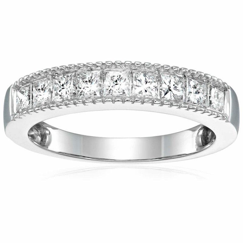 Vir Jewels 1.50 Cttw Diamond Wedding Band For Women, Princess Diamond Wedding Band In 14k White Gold With Milgr