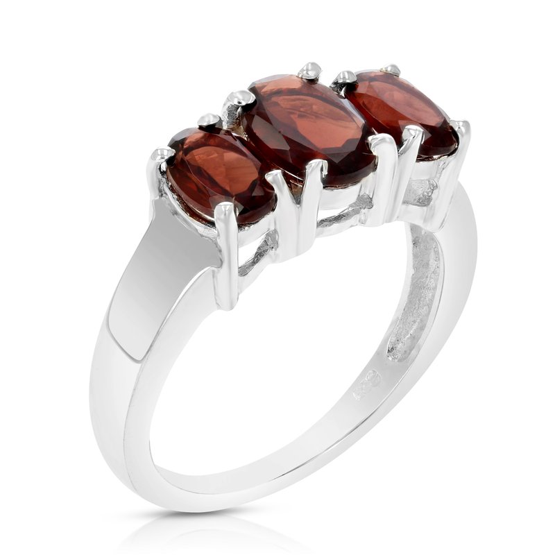 Vir Jewels 1.50 Cttw Garnet Ring In .925 Sterling Silver With Rhodium Plating Oval Shape In Grey