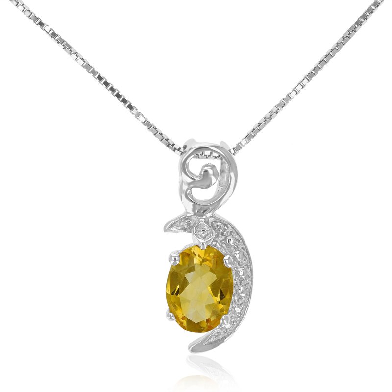 Shop Vir Jewels 1.50 Cttw Pendant Necklace, Citrine Oval Pendant Necklace For Women In .925 Sterling Silver With Rho In Grey