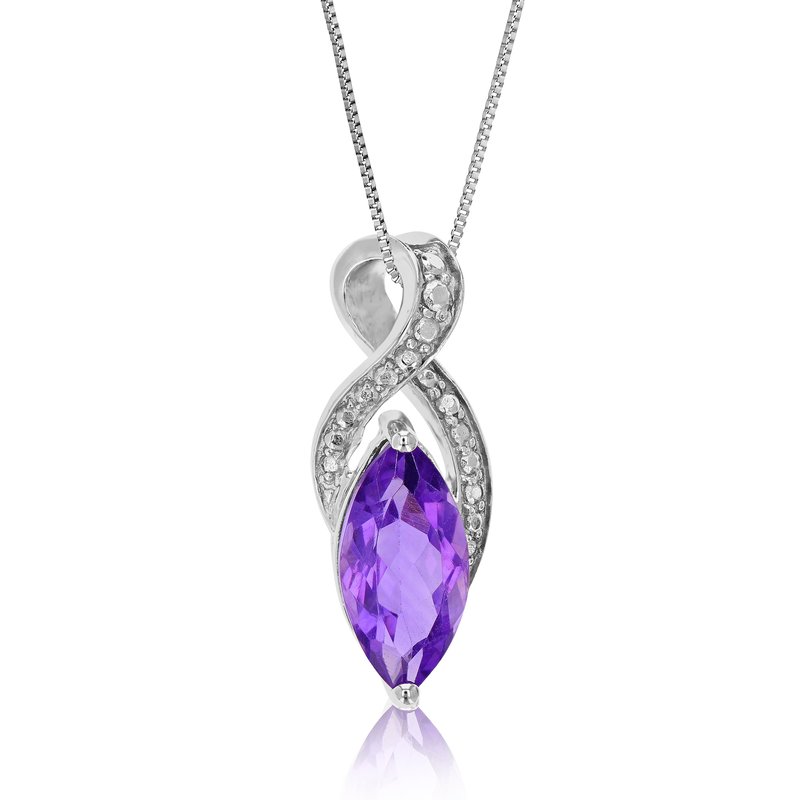 Shop Vir Jewels 1.50 Cttw Pendant Necklace, Purple Amethyst Marquise Pendant Necklace For Women In .925 S In Grey