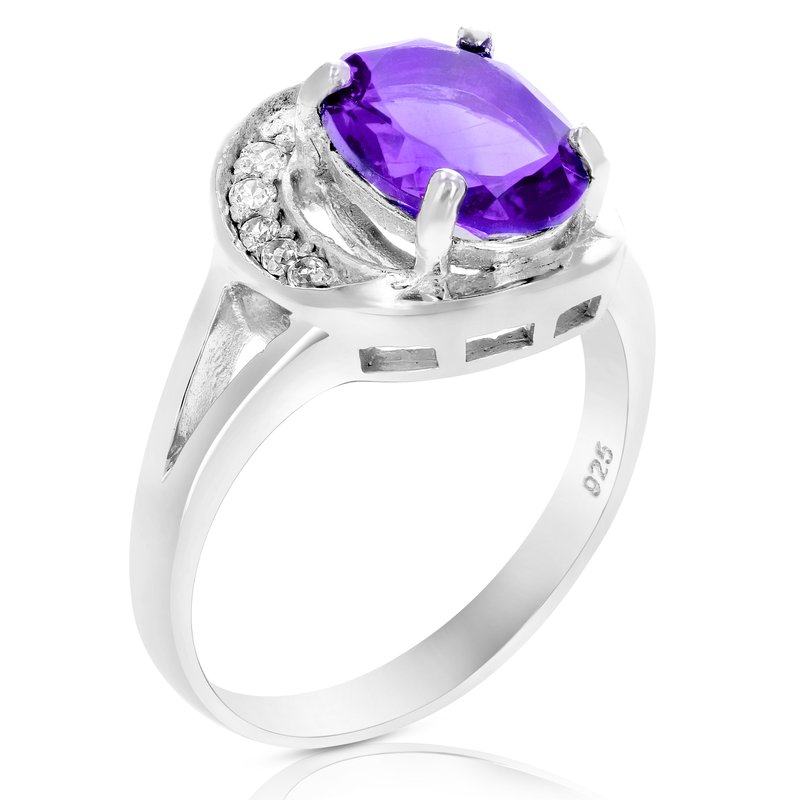 Shop Vir Jewels 1.70 Cttw Purple Amethyst Ring .925 Sterling Silver Rhodium Halo Oval 9x7 Mm In Grey
