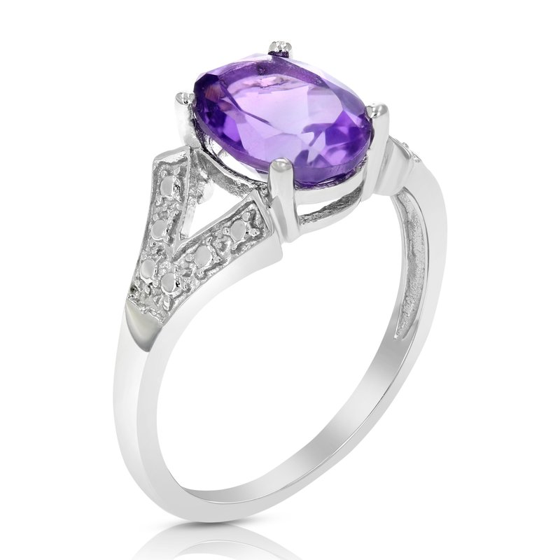 Vir Jewels 1.70 Cttw Purple Amethyst Ring .925 Sterling Silver With Rhodium Oval 9x7 Mm In Grey
