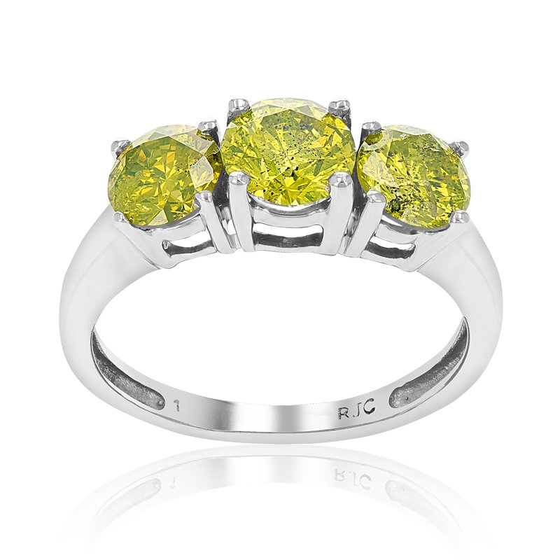 Vir Jewels 2 Cttw 3 Stone Round Yellow Diamond Engagement Ring 14k White Gold Bridal