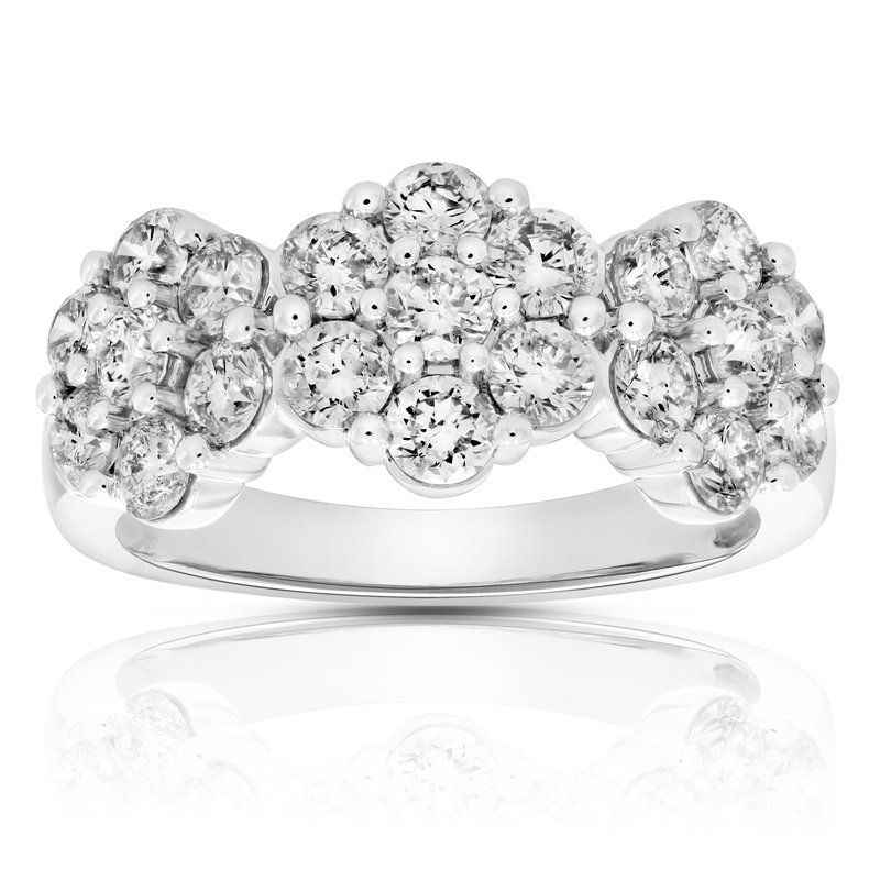 Shop Vir Jewels 2 Cttw Diamond Engagement Ring Three Stone Cluster 14k White Gold Bridal Wedding