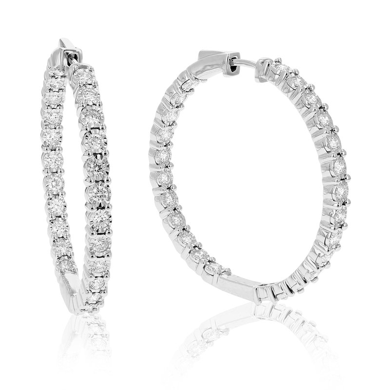 Vir Jewels 2 Cttw Diamond Hoop Earrings For Women, Round Lab Grown Diamond Earrings In .925 Sterling In White