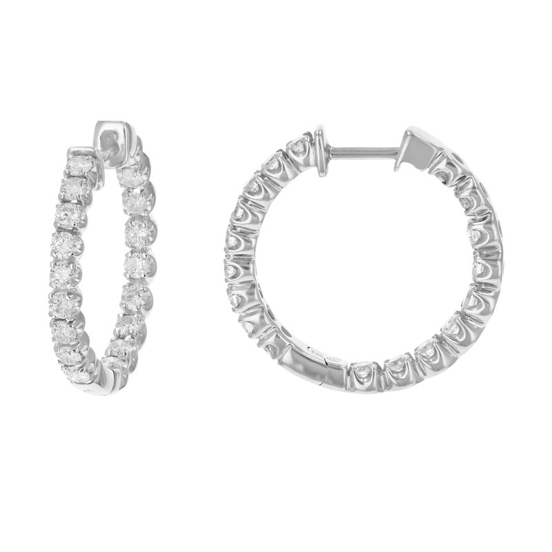 Vir Jewels 2 Cttw Diamond Inside Out Hoop Earrings 14k White Gold Round Prong Set With Height 1" In Metallic