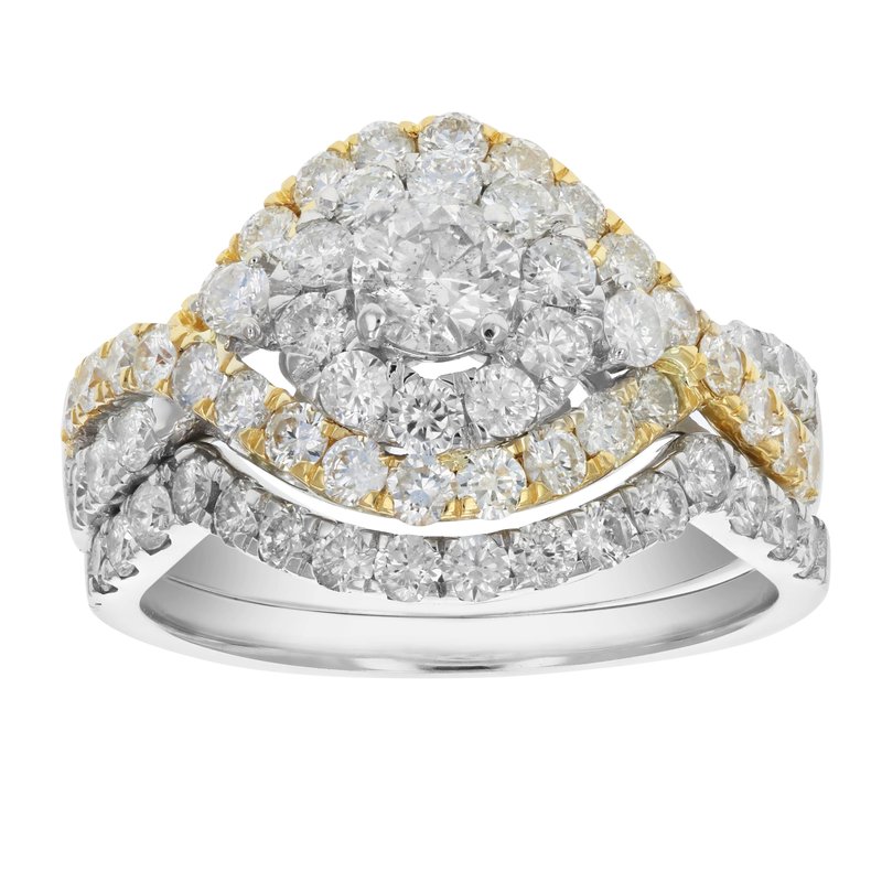 Shop Vir Jewels 2 Cttw Diamond Wedding Engagement Ring Set 14k Two Tone Gold Multi Row Bridal In Yellow