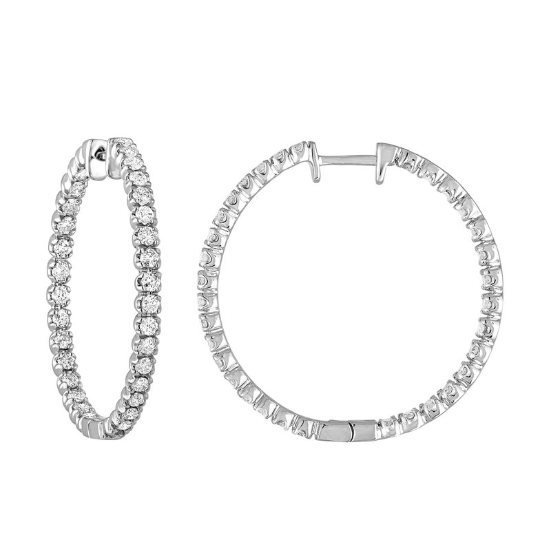 Vir Jewels 2 Cttw Lab Grown Diamond Inside Out Hoop Earrings 14k White Gold Round Prong 1.25" In Metallic