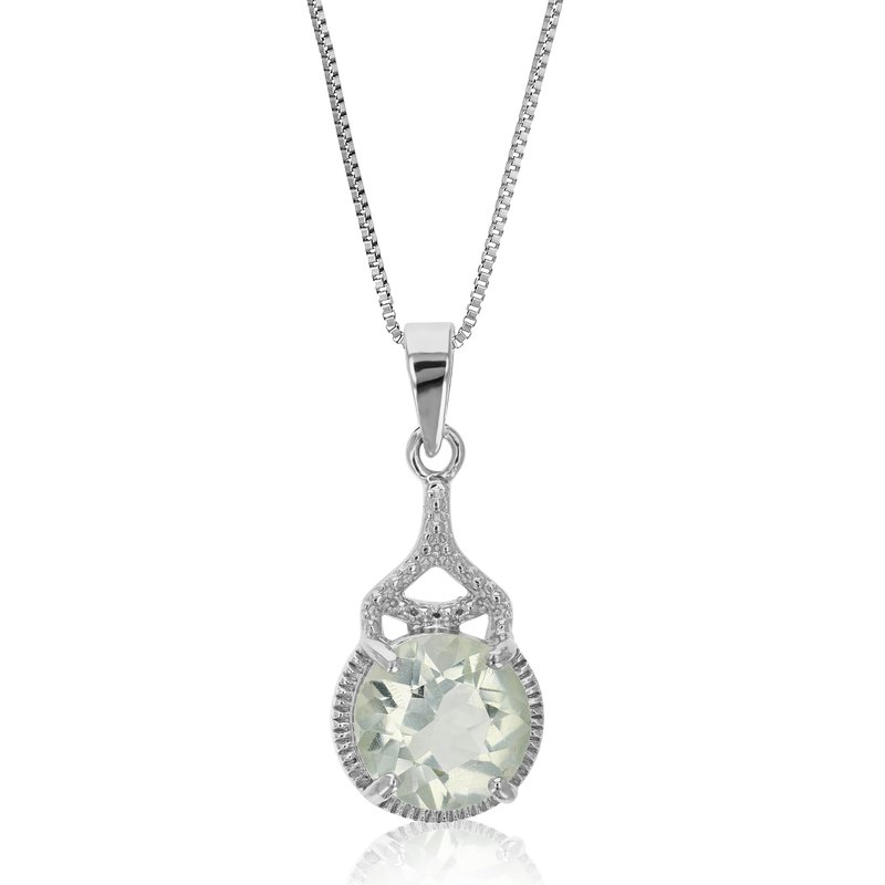 Vir Jewels 2 Cttw Pendant Necklace, Green Amethyst Pendant Necklace For Women In .925 Sterling Silve In Metallic