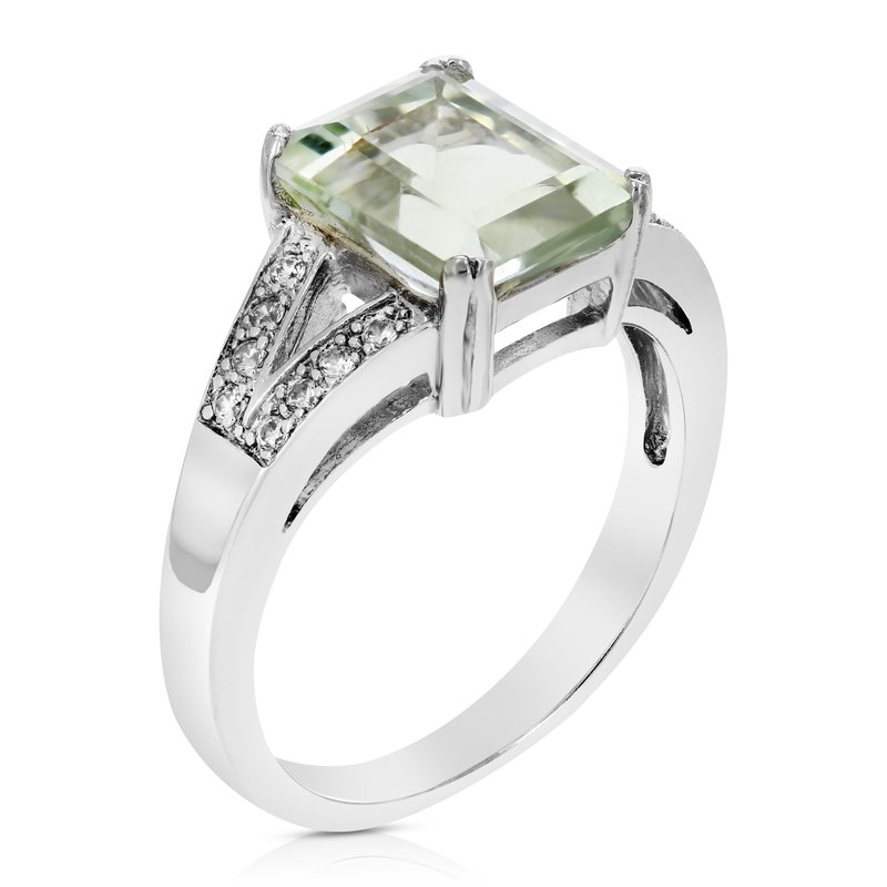 Vir Jewels 2.20 Cttw Emerald Shape Green Amethyst Ring Brass With Rhodium Plating 10 X 8 Mm