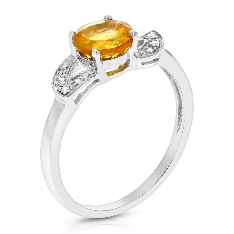 Vir Jewels 3/4 Cttw Citrine Ring .925 Sterling Silver With Rhodium Plating Round Shape 6 Mm In Grey
